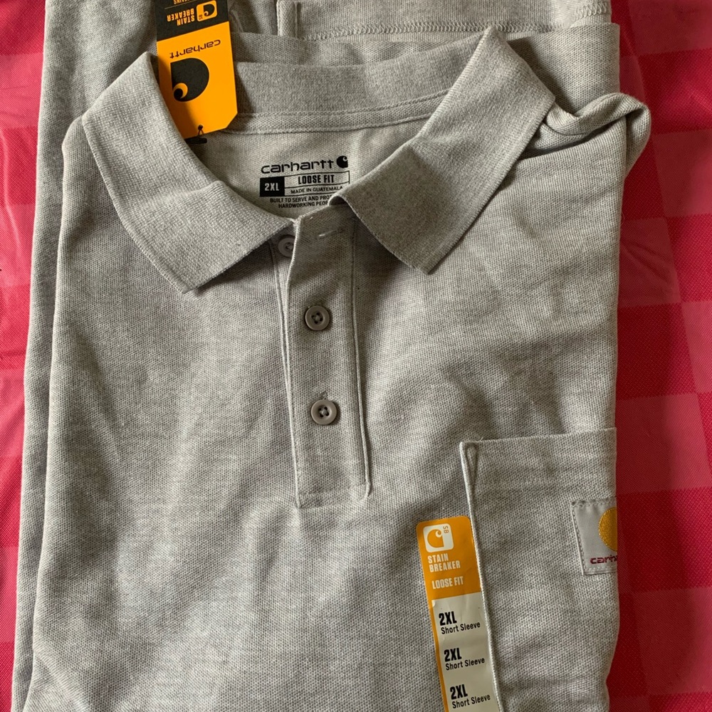 Carhartt Gray Polo Shirt Soft Cotton Blend